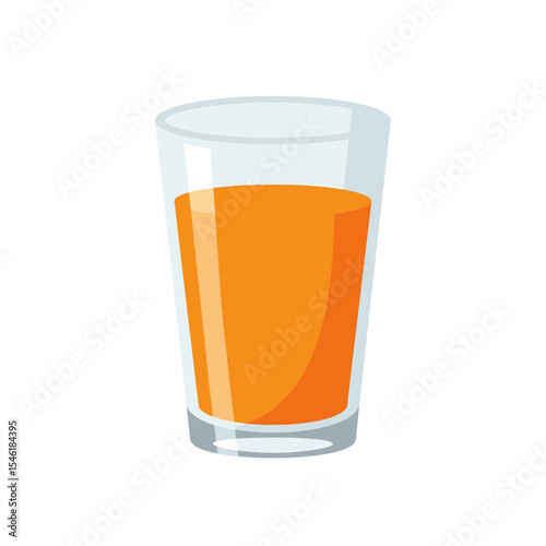 glass of juice vector flat color white background