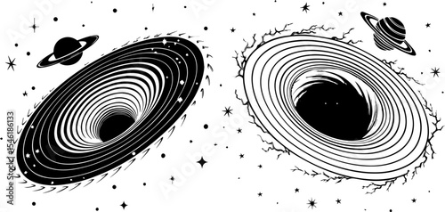 Cosmic Black Holes: Abstract Space Vortex with Planets and Stars