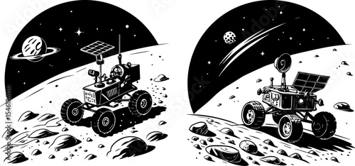Planetary Rover Exploration: Martian Landscape and Cosmic Discovery