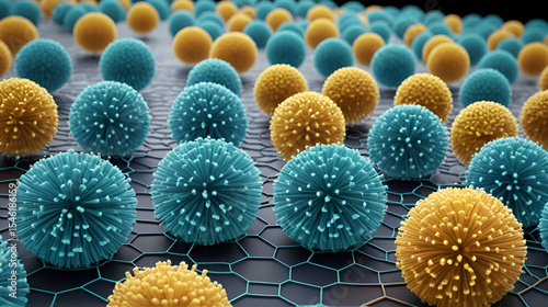 Bacterial quorum sensing, colony communication, 3D illustration