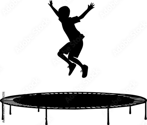Child Jumping on Trampoline Silhouette - Fun Playtime Vector