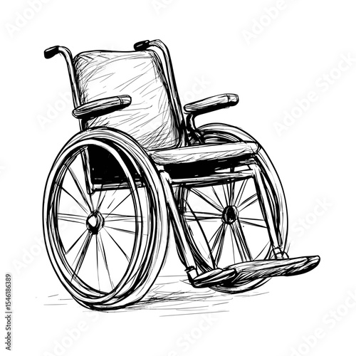 Wheelchair sketch icon in a simple line art style  