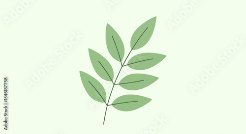 Minimalistic Leafy Branch Vector Illustration