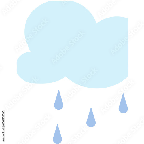 Flat Vector SVG Icon of Cloud with Raindrops in Minimalist Blue Style for Weather Applications