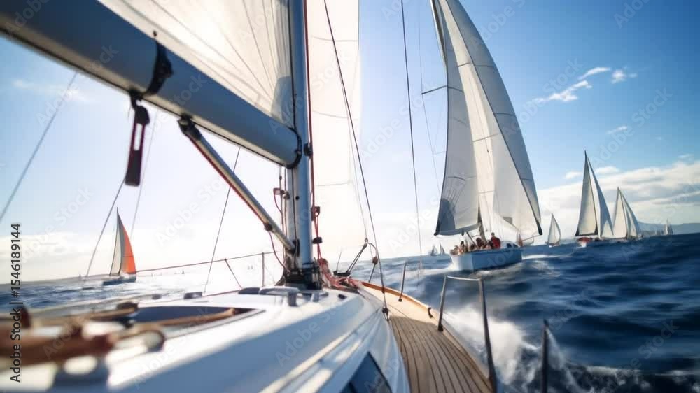 Fast Sailing Yacht Race On Ocean Fast Sailing Yacht Race On Ocean