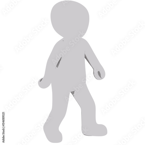 Minimalist Vector SVG Icon of Doll Figure with Rounded Head and Simplified Limbs in Flat Design Style