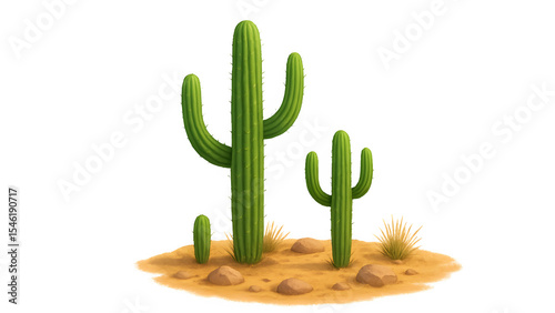 Desert Cactus Plant Isolated on Transparent Background (PNG)