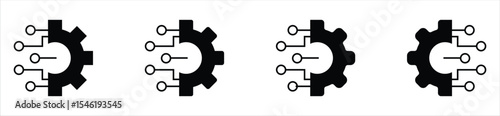 Digital Gear Circuit Icon – Technology Integration and Automation Symbol