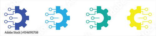 Digital Gear Circuit Icon – Technology Integration and Automation Symbol