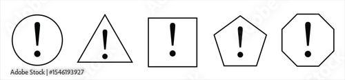 Geometric Exclamation Mark Icons – Alert and Warning Symbols Set