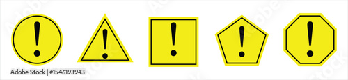 Geometric Exclamation Mark Icons – Alert and Warning Symbols Set