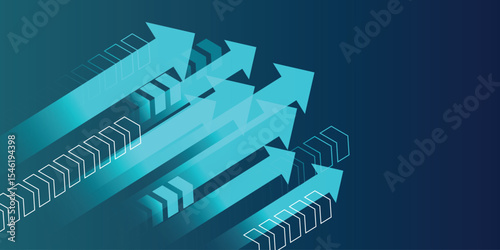 Blue arrows pointing forward on a dark background