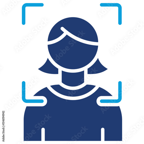 Face Recognition Flat Blue Icon