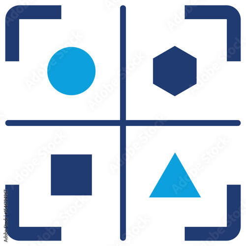 Shape Recognition Flat Blue Icon