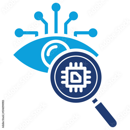 Computer Visual Cortex Flat Blue Icon