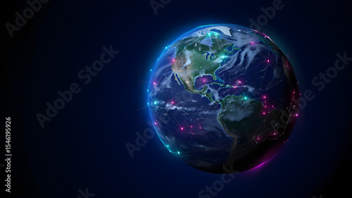 Wallpaper Mural Global network connections futuristic earth digital illustration Torontodigital.ca