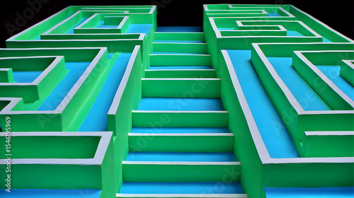 of luminous lines and floating platforms with no apparent gravity