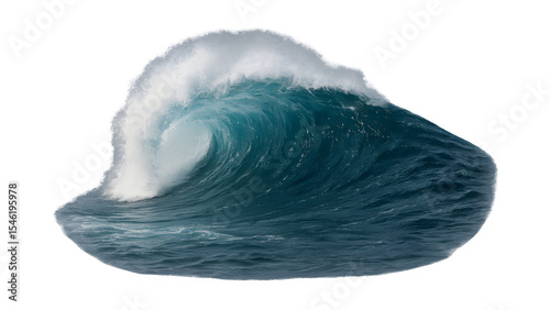 Ocean Wave (Sea, Water, Surf, Crest, Tide, Swell, Foam, Blue, Marine, Splash) Isolated on Transparent Background PNG

