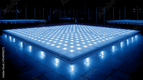 glowing cubes creating shifting patterns across a giant flat surface