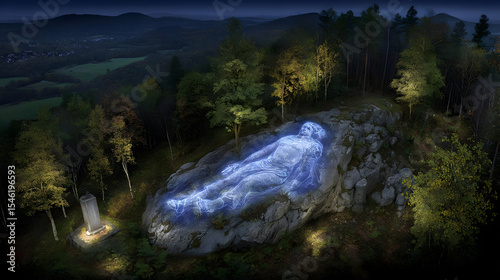 surrounded by constantly shifting holograms of unknown meaning