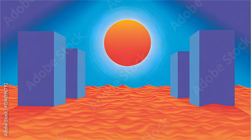 emitting laser beams across a landscape of vertical data monoliths