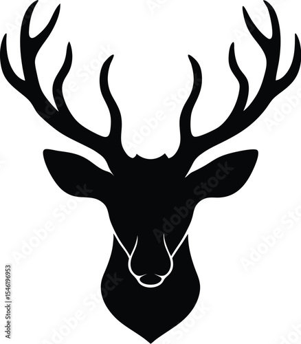 Elegant deer head presented with fine antlers and noble style silhouette Vector