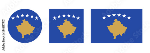 Kosovo flag PNG vector. Kosovo square and round icon isolated on transparent PNG background. Kosovo flag icon.

