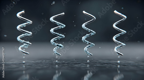 of reflective metal twisting around glowing magnetic cores