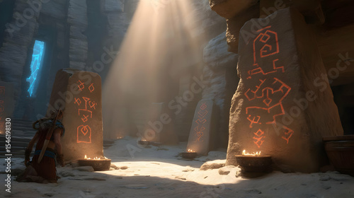 cave with glowing alien symbols on the walls and ceiling