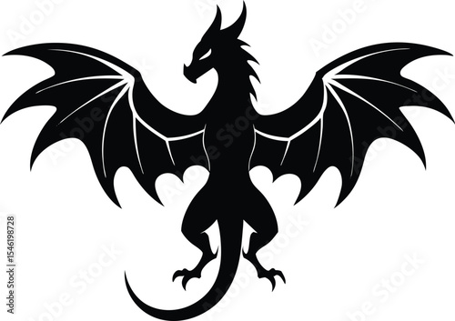 Majestic dragon form drawn in stylized bold shape for strong visuals silhouette Vector