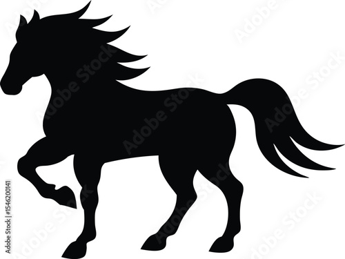 Strong horse pose featuring bold muscular structure in standing layout silhouette Vector