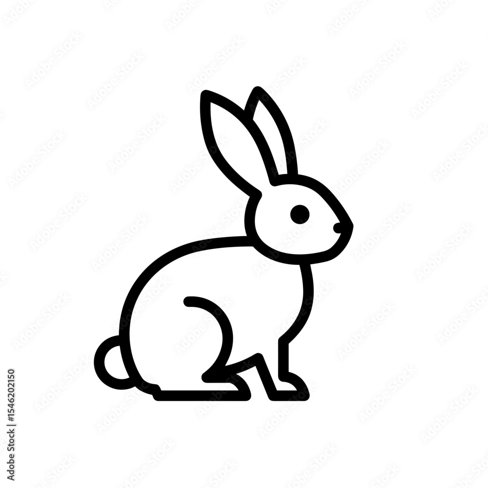 Obraz premium Simple line drawing of a sitting rabbit on a white background 
