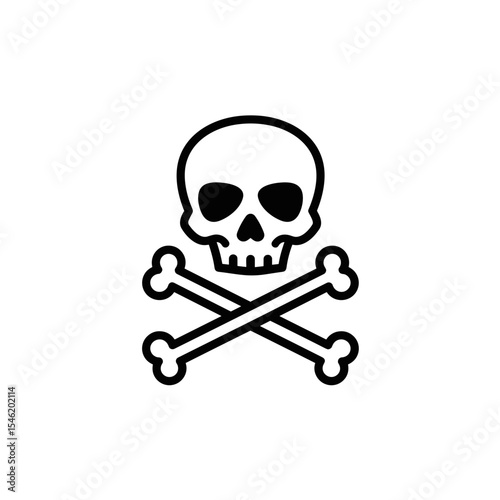 Skull and crossbones symbol in simple black outline design  