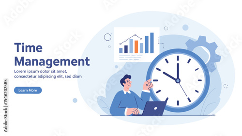 "Man Managing Work Hours – Time Management and Efficiency Vector
