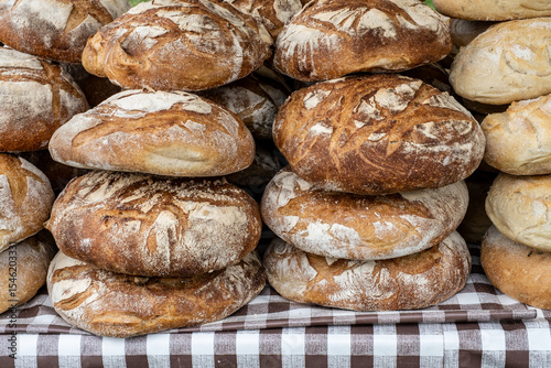 Organic Bread Loaves On Sale At An Artisan Food Market
