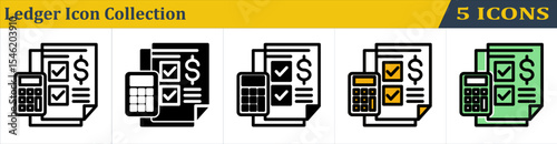 Ledger Icon Collection With 5 Style Icon (Outline, Solid, Mixed, Outline Color Lineal and Solid Color Lineal) 