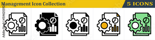 Management Icon Collection With 5 Style Icon (Outline, Solid, Mixed, Outline Color Lineal and Solid Color Lineal) 