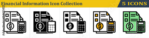 Financial Information Icon Collection With 5 Style Icon (Outline, Solid, Mixed, Outline Color Lineal and Solid Color Lineal) 