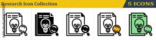 Research Icon Collection With 5 Style Icon (Outline, Solid, Mixed, Outline Color Lineal and Solid Color Lineal) 