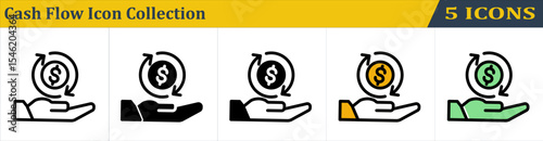 Cash Flow Icon Collection With 5 Style Icon (Outline, Solid, Mixed, Outline Color Lineal and Solid Color Lineal) 