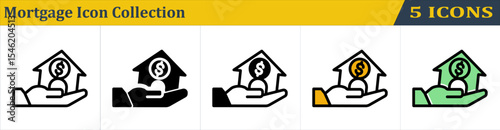 Mortgage Icon Collection With 5 Style Icon (Outline, Solid, Mixed, Outline Color Lineal and Solid Color Lineal) 