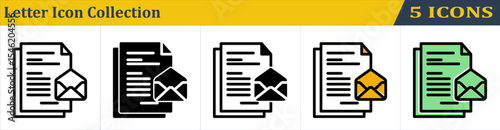 Letter Icon Collection With 5 Style Icon (Outline, Solid, Mixed, Outline Color Lineal and Solid Color Lineal) 