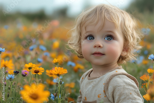 Wallpaper Mural Little girl in field of flowers. Torontodigital.ca