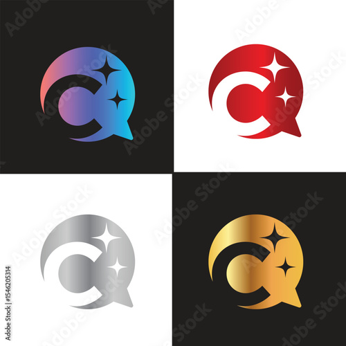 Letter C logo, C logo, AI logo set, modern and minimal design, tech-inspired, colorful icons and symbols, suitable for artificial intelligence, innovation, branding, startups, and digital identity.