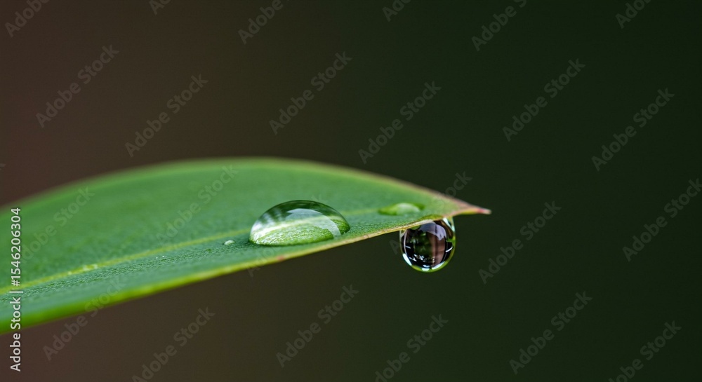 Fototapeta premium Water Droplet on Leaf Edge – Macro Nature Photography