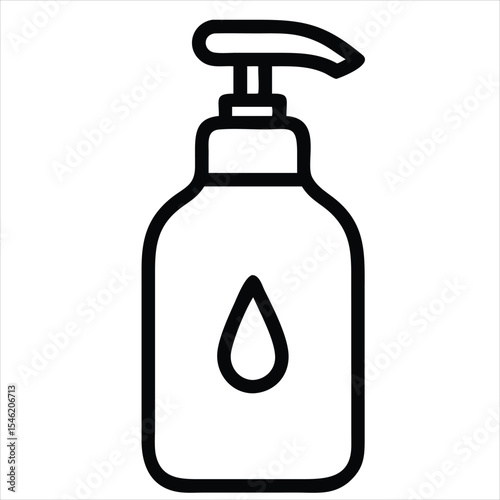 Handwash pump bottle icon outline style isolated on a white background. Perfect for use in beauty branding, skincare packaging design, cosmetic advertising, promotional materials, social media content