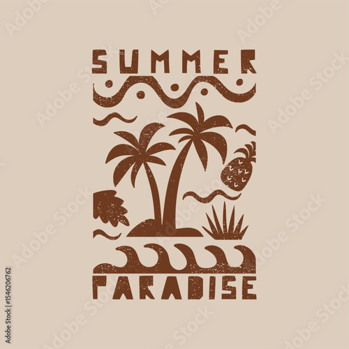vintage summer wear concept tee print design as vector