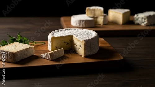 Variety of Cheeses on Wooden Boards
