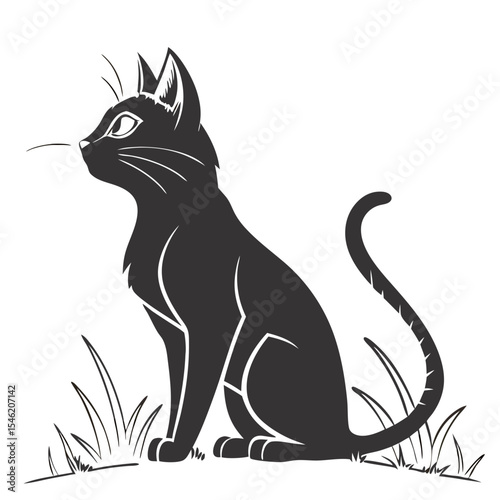 Cat Silhouette – Black Vector Isolated Feline Illustration