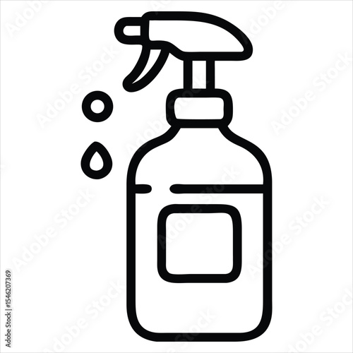 Sanitizer spray bottle icon line art isolated on a white background. Perfect for use in beauty branding, skincare packaging design, cosmetic advertising, promotional materials, social media content.